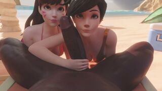 Overwatch: Hai em Tracer vs D.va hot nhất game buscu Anh Da Đen cặc khủng ngoài biển